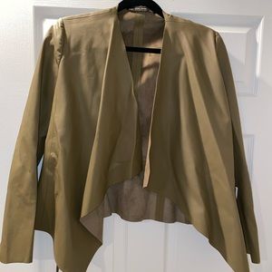 Zara Faux Leather Blazer Olive Medium NWT